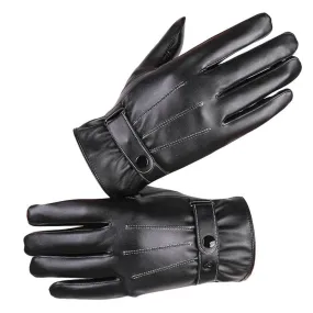 Black PU Leather Touchscreen Gloves