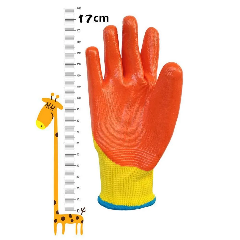 Breathable Children Gardening Gloves Durable Waterproof Toddlers Oil Resistant Non-slip Anti-stab Handwork Protective Gloves