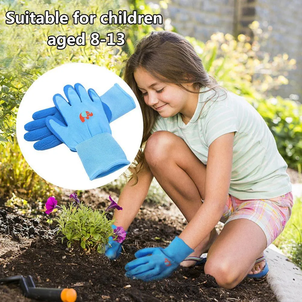 Breathable Children Gardening Gloves Durable Waterproof Toddlers Oil Resistant Non-slip Anti-stab Handwork Protective Gloves