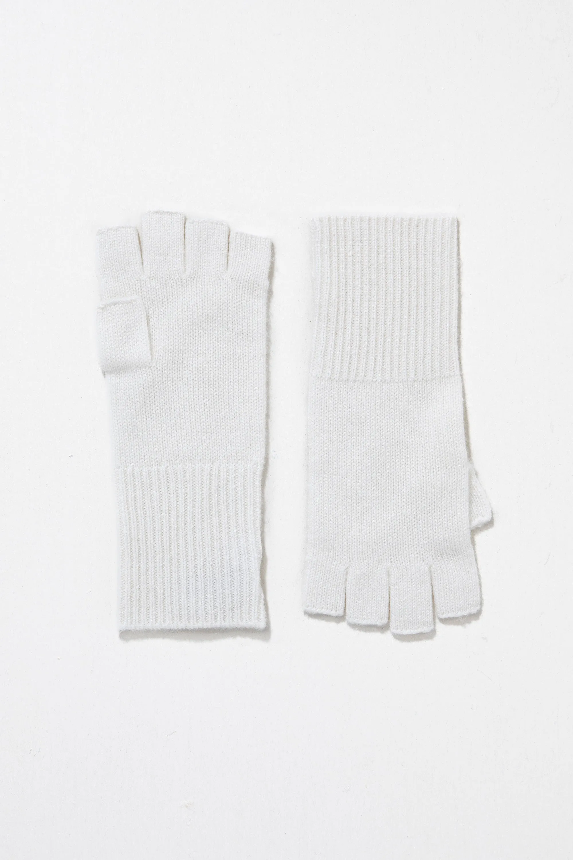 Cashmere Fingerless Gloves - Soft White