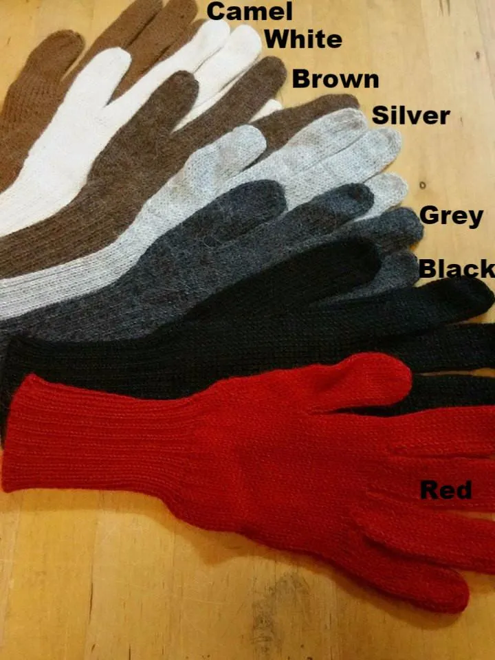 Colorful 100% Alpaca Full Fingered Knit Alpaca Gloves