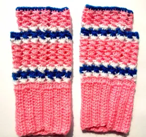 Graminarts Handmade Fingerless Pinkish Multi Colour Gloves For All Medium Adult Hands