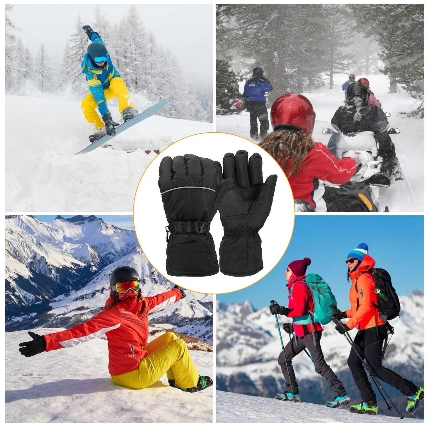 Heating Warm Gloves Battery Powered Heated Waterproof Gloves Unisex Electric Heated Gloves For Outdoor Sports Cycling Riding Skiing Skating Hiking Hunting