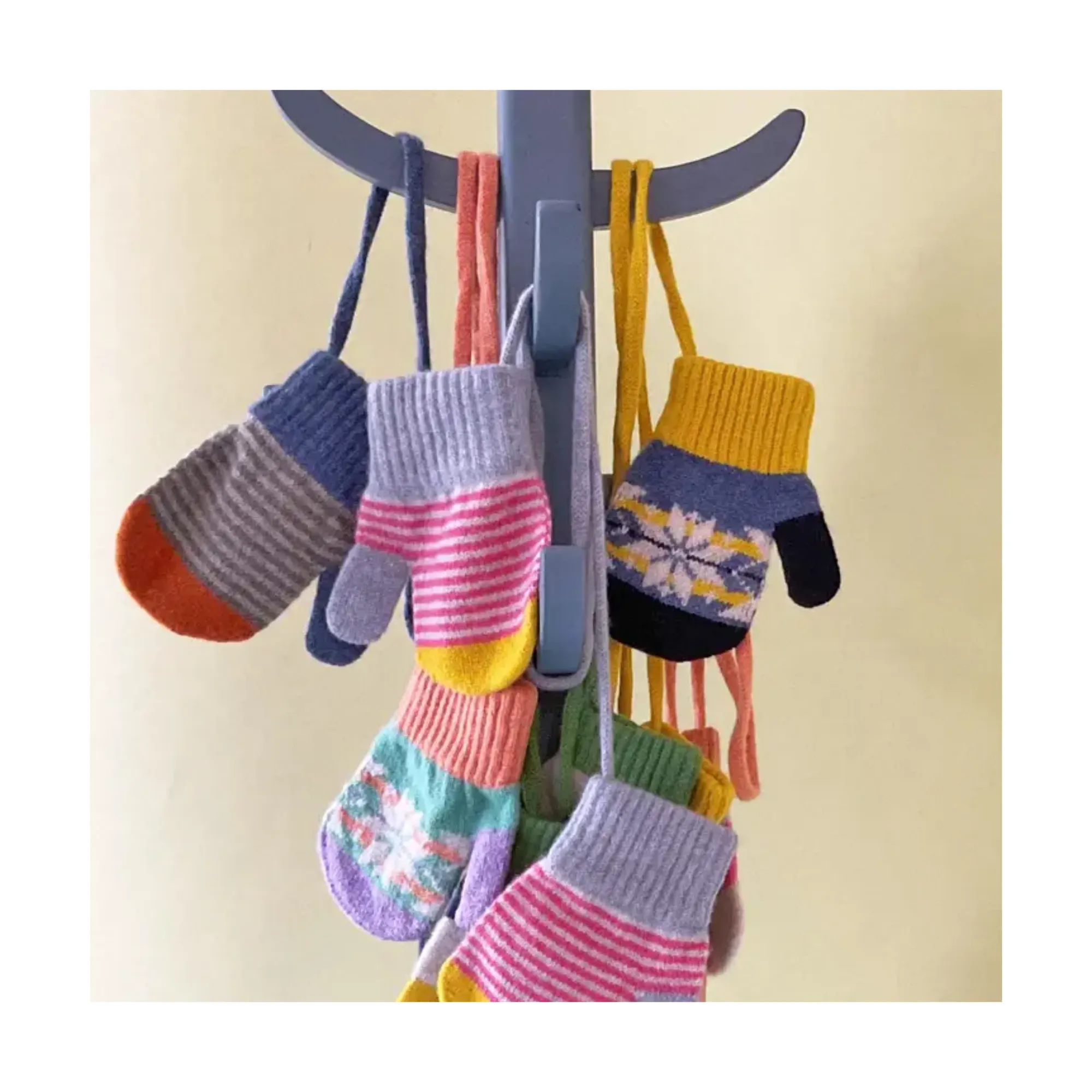 Kids' Patterned Lambswool Mittens Mittens on a String