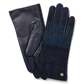 Ladies British Wool/Leather Country Gloves - Navy/Teal by Failsworth