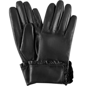 Leather gloves with frill details / 15500 - Black (Nero)