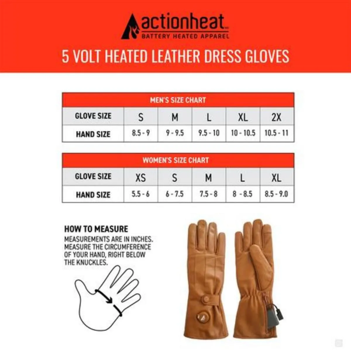 Open Box ActionHeat 5V Women's Battery Heated Leather Dress Glove