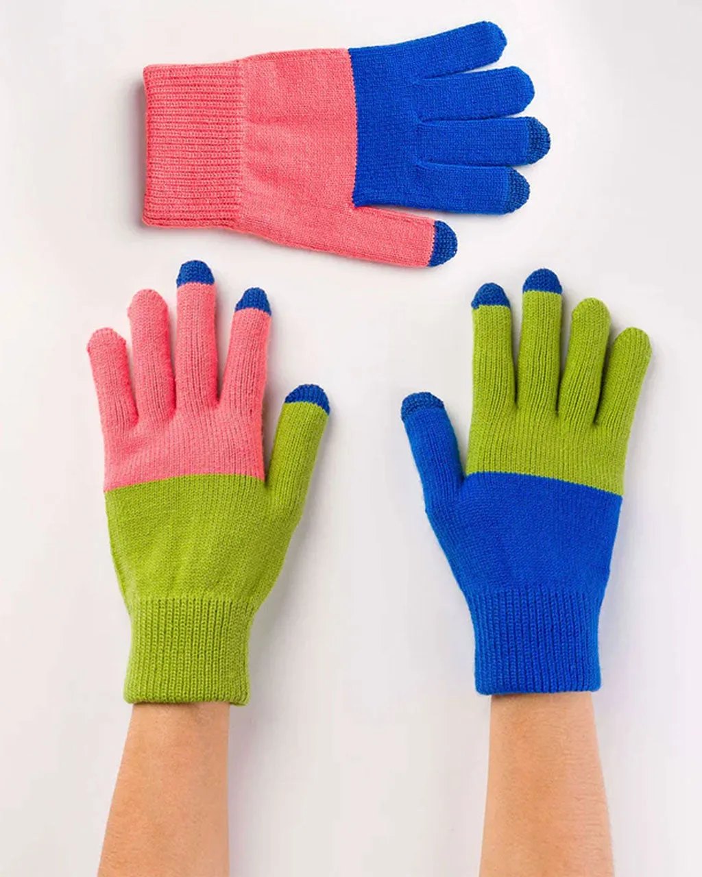 Pair And Spare Touchscreen Gloves - Pink   Cobalt