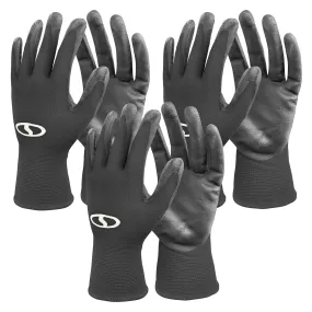 Sun Joe GGNP-S3-BLK Reusable Nitrile-Palm Gloves | Tactile | Washable | One Size Fits Most | Set of 3 (Black)