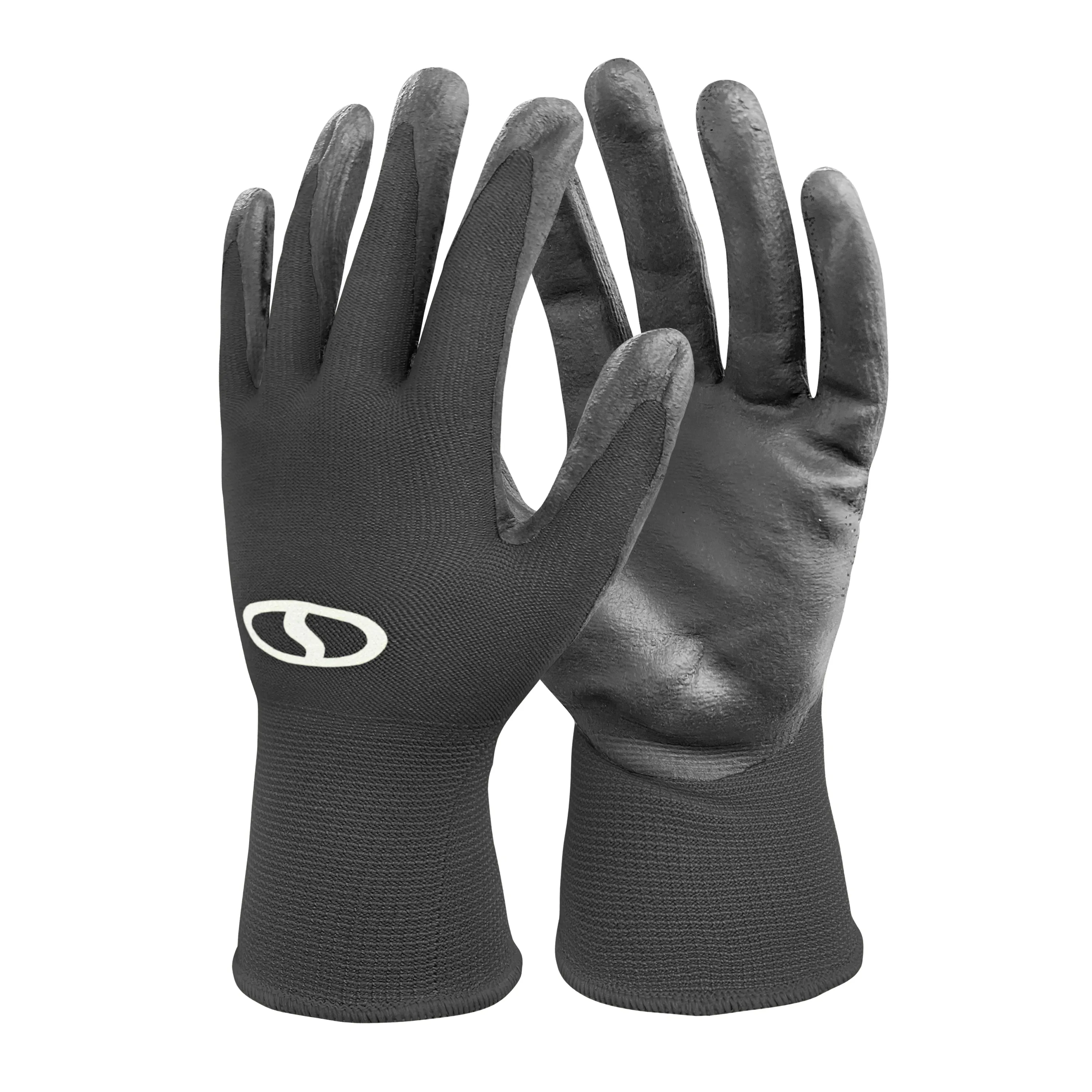 Sun Joe GGNP-S3-BLK Reusable Nitrile-Palm Gloves | Tactile | Washable | One Size Fits Most | Set of 3 (Black)