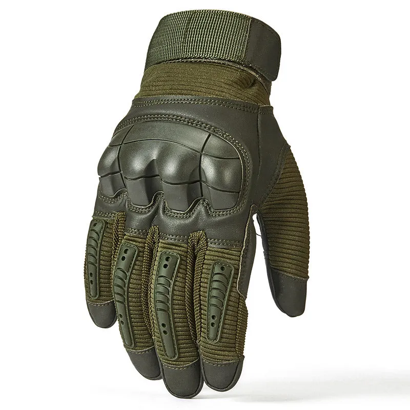 Tactical Rubber Hard Knuckle PU Leather Non-Slip Combat Gloves