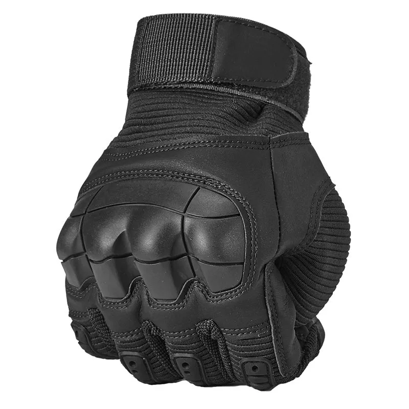 Tactical Rubber Hard Knuckle PU Leather Non-Slip Combat Gloves