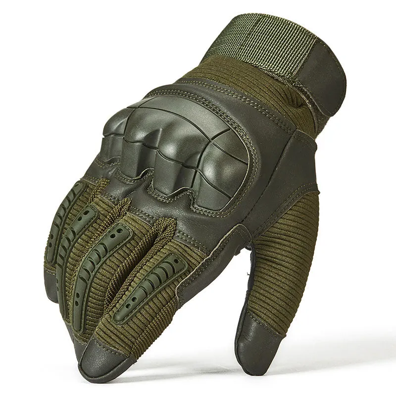 Tactical Rubber Hard Knuckle PU Leather Non-Slip Combat Gloves