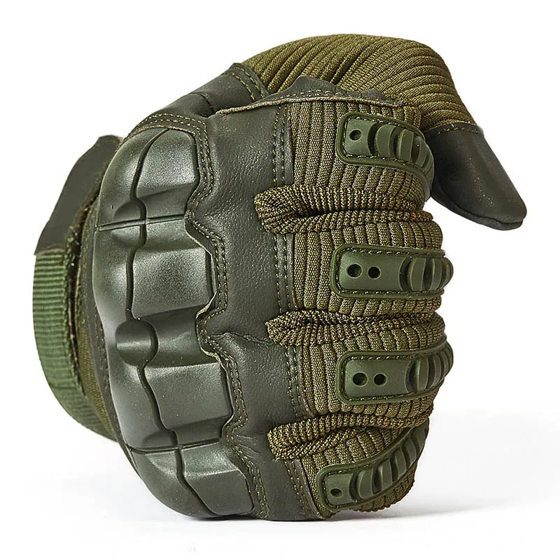 Tactical Rubber Hard Knuckle PU Leather Non-Slip Combat Gloves