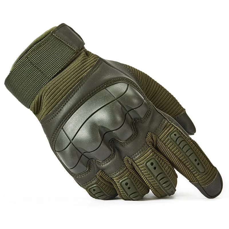 Tactical Rubber Hard Knuckle PU Leather Non-Slip Combat Gloves