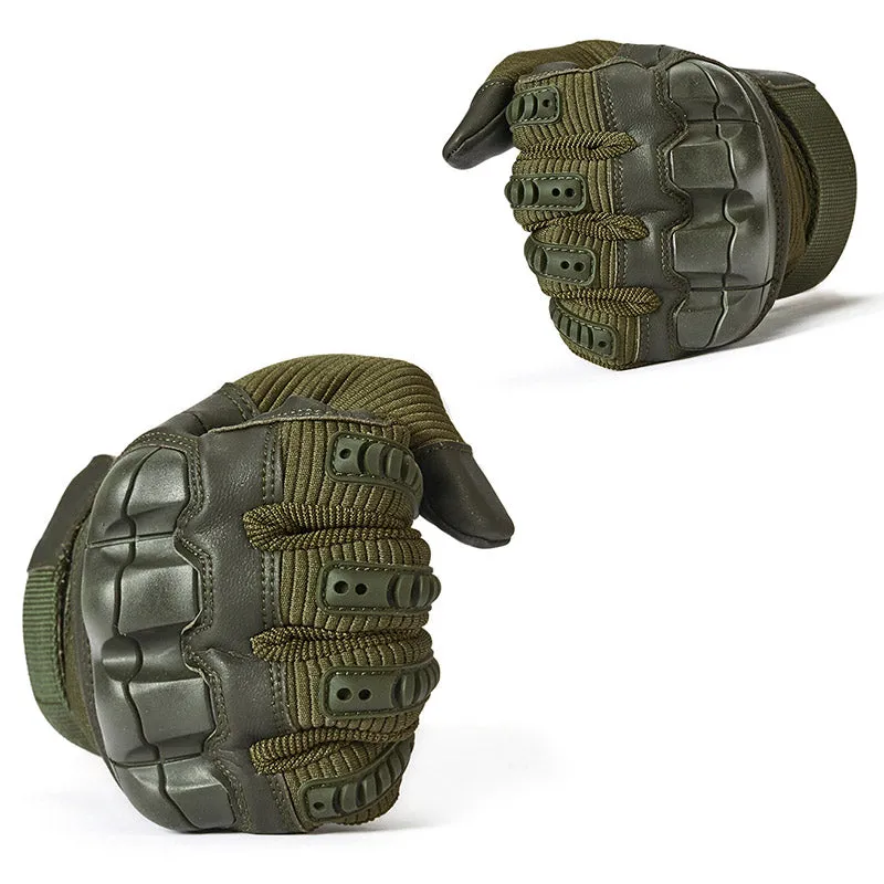 Tactical Rubber Hard Knuckle PU Leather Non-Slip Combat Gloves