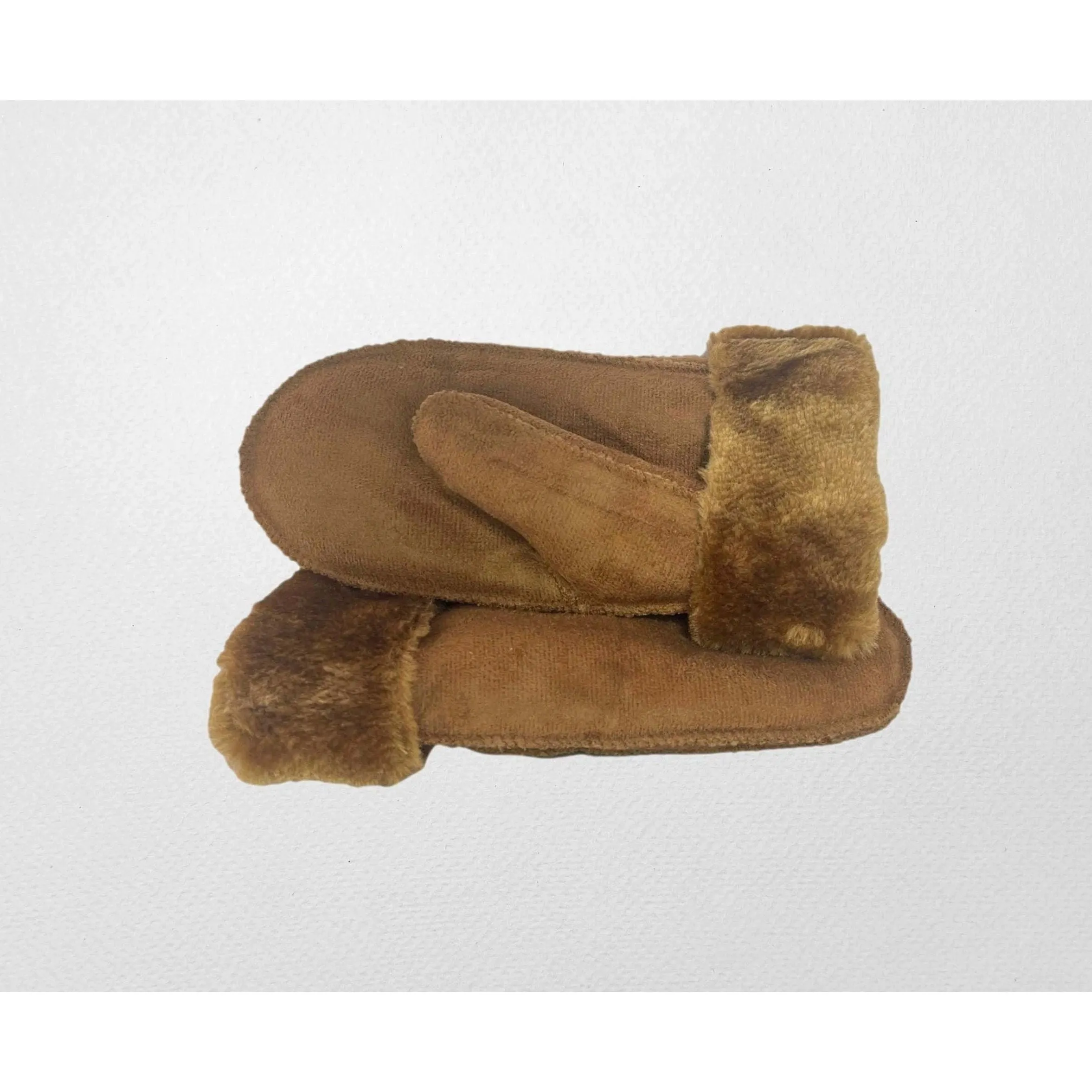 Unisex Warm Winter Soft Suede Mittens with Fur Inside