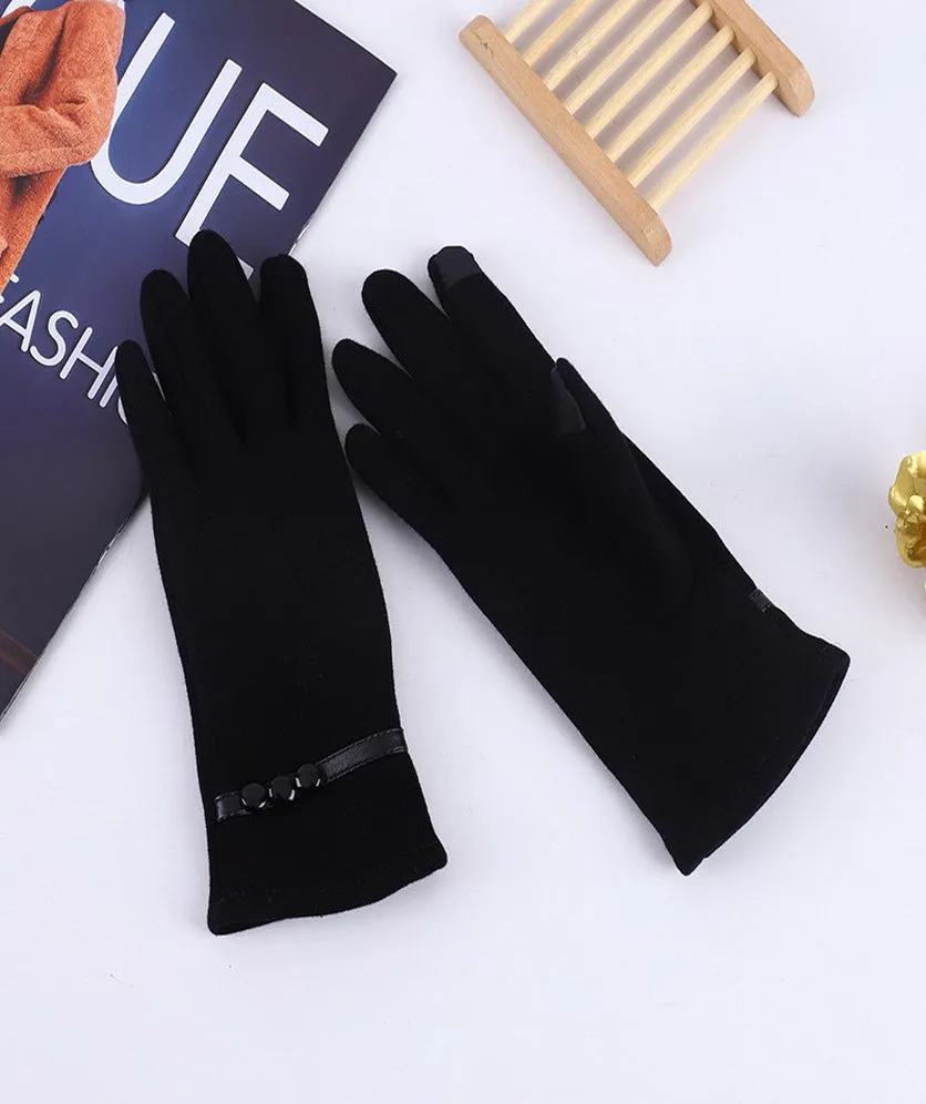 Womens Gloves with Touchscreen Fingers Fleece Lined Stretch Buttons