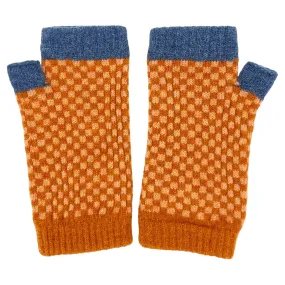 Women's Peach Check Lambswool Wrist Warmers