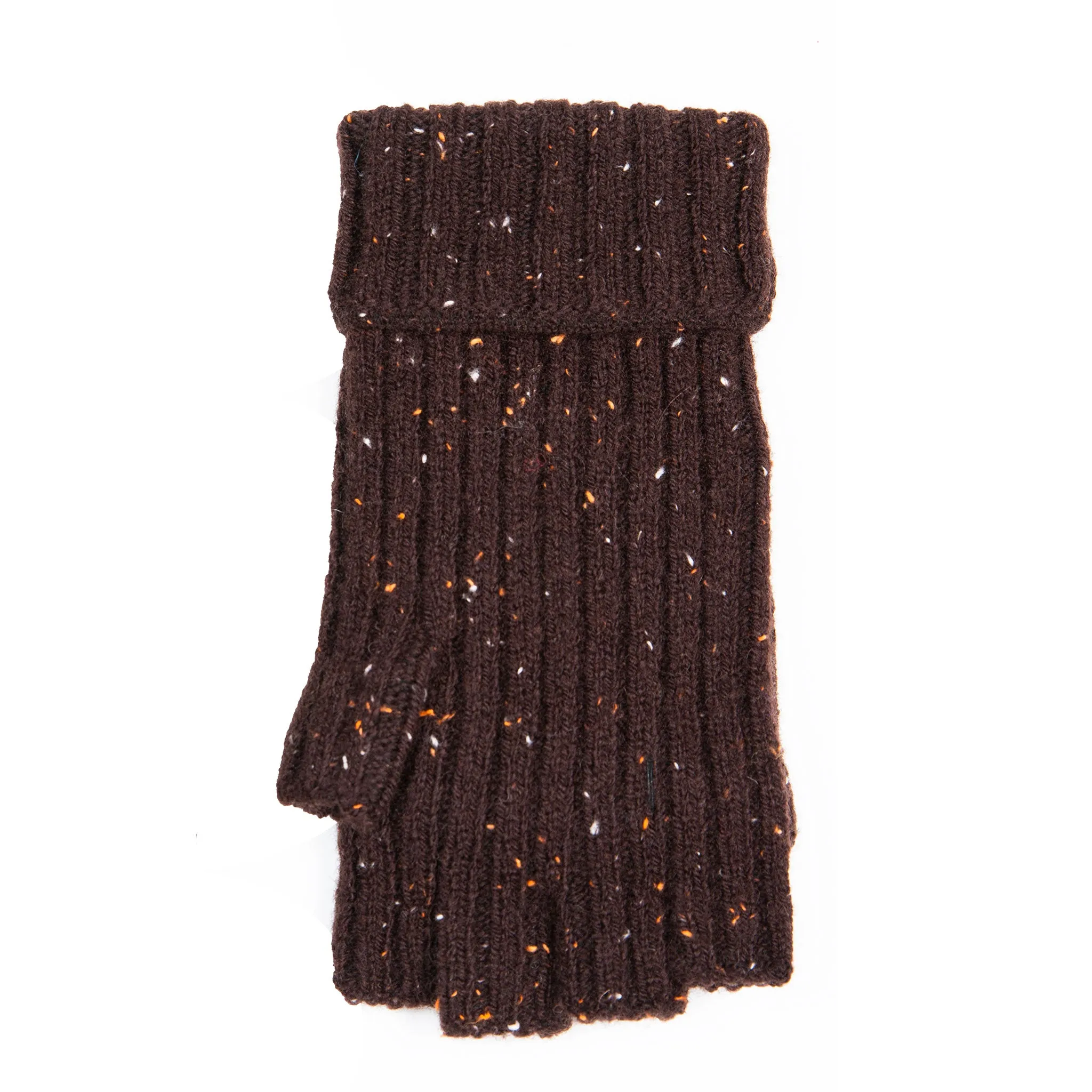 Women’s Ribbed Knit Fingerless Gloves with Mitten Flap