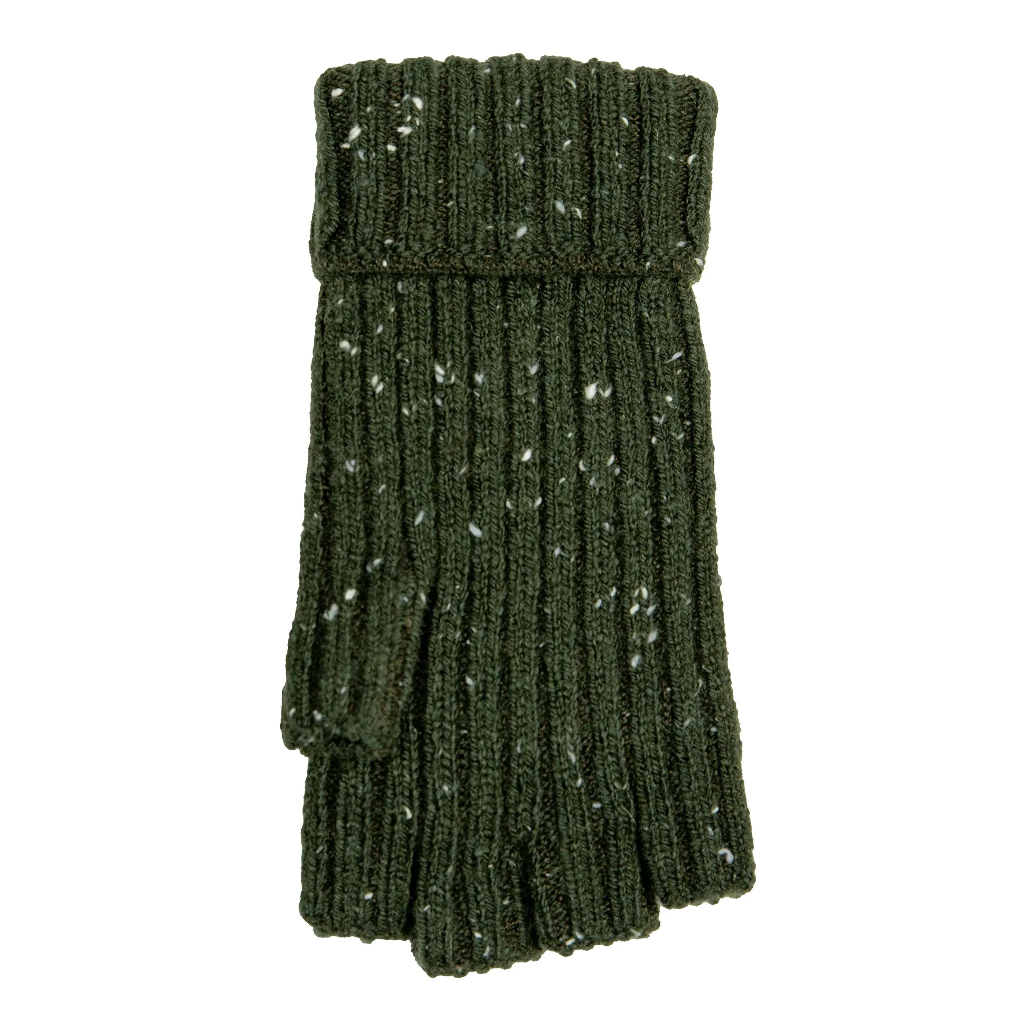 Women’s Ribbed Knit Fingerless Gloves with Mitten Flap