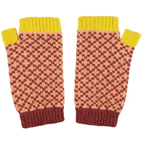 Women's Sienna & Peach Cross Lambswool Wrist Warmers